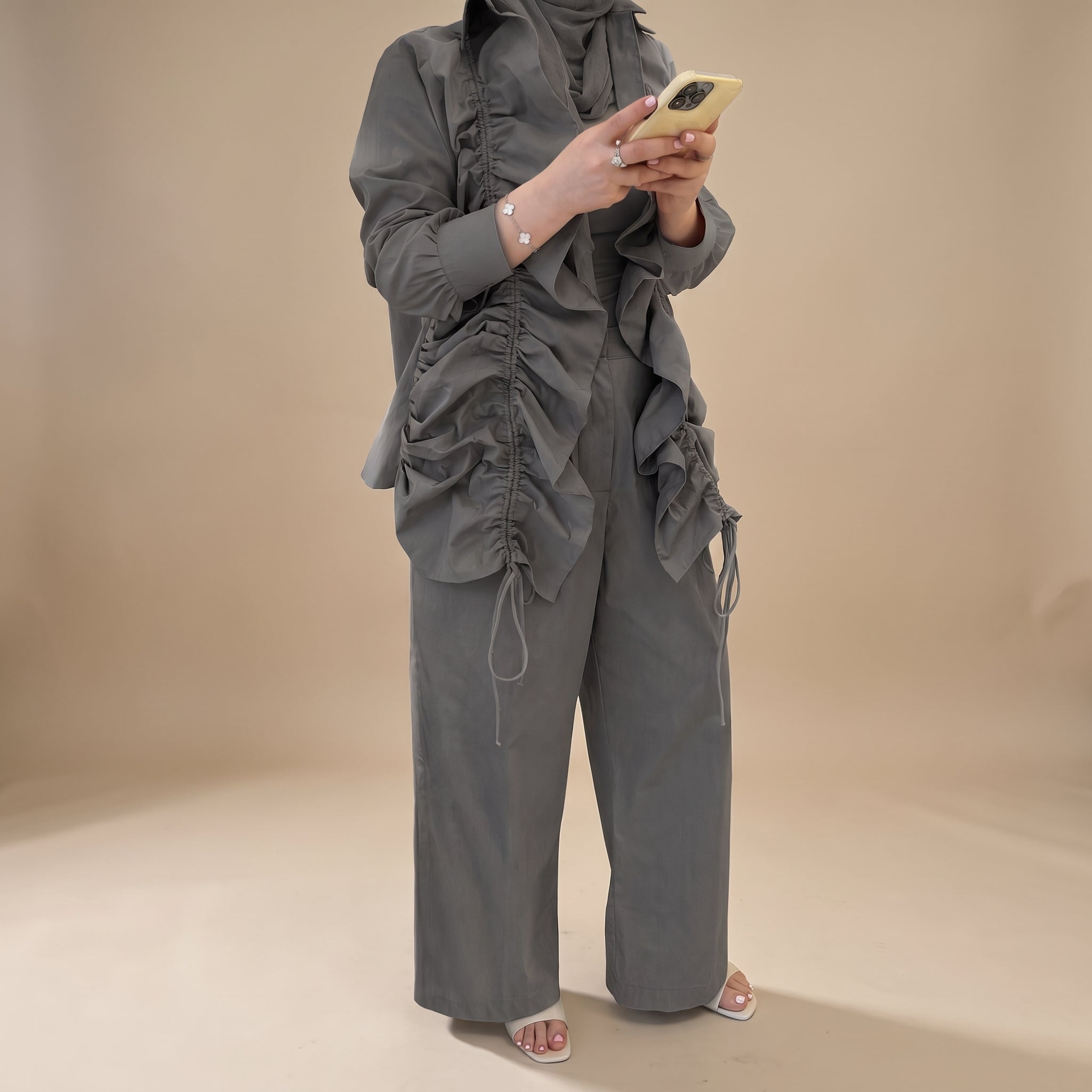 Charcoal Ruched Set