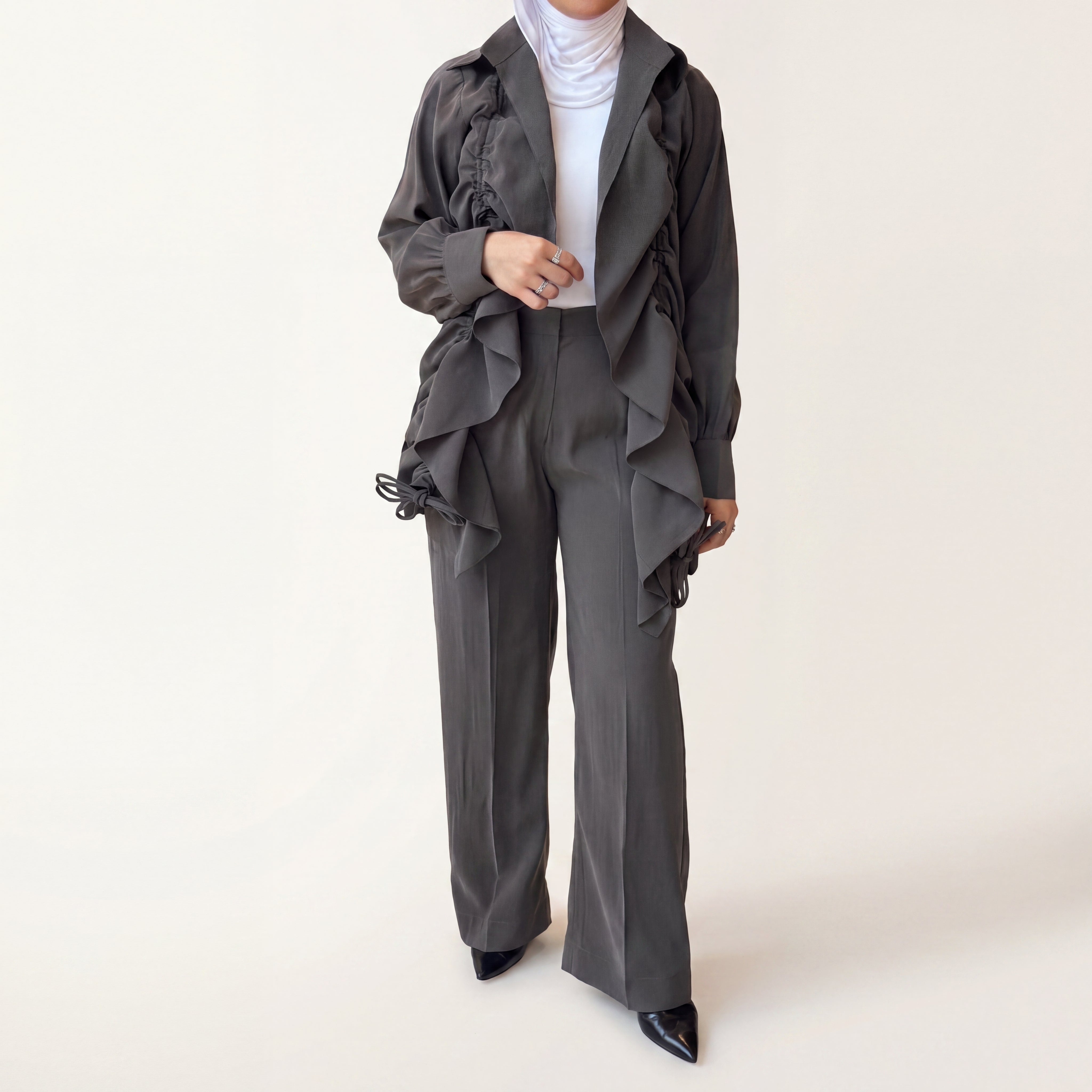 Charcoal Ruched Set