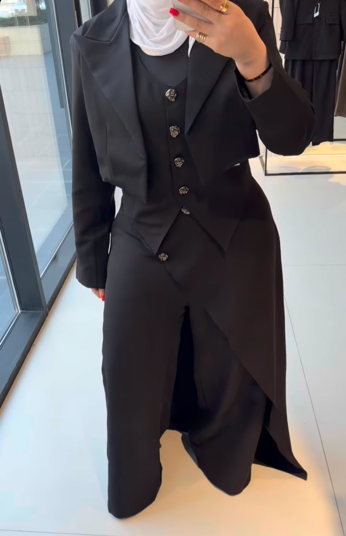 LUXURY BLACK SKIRT PANTS SET
