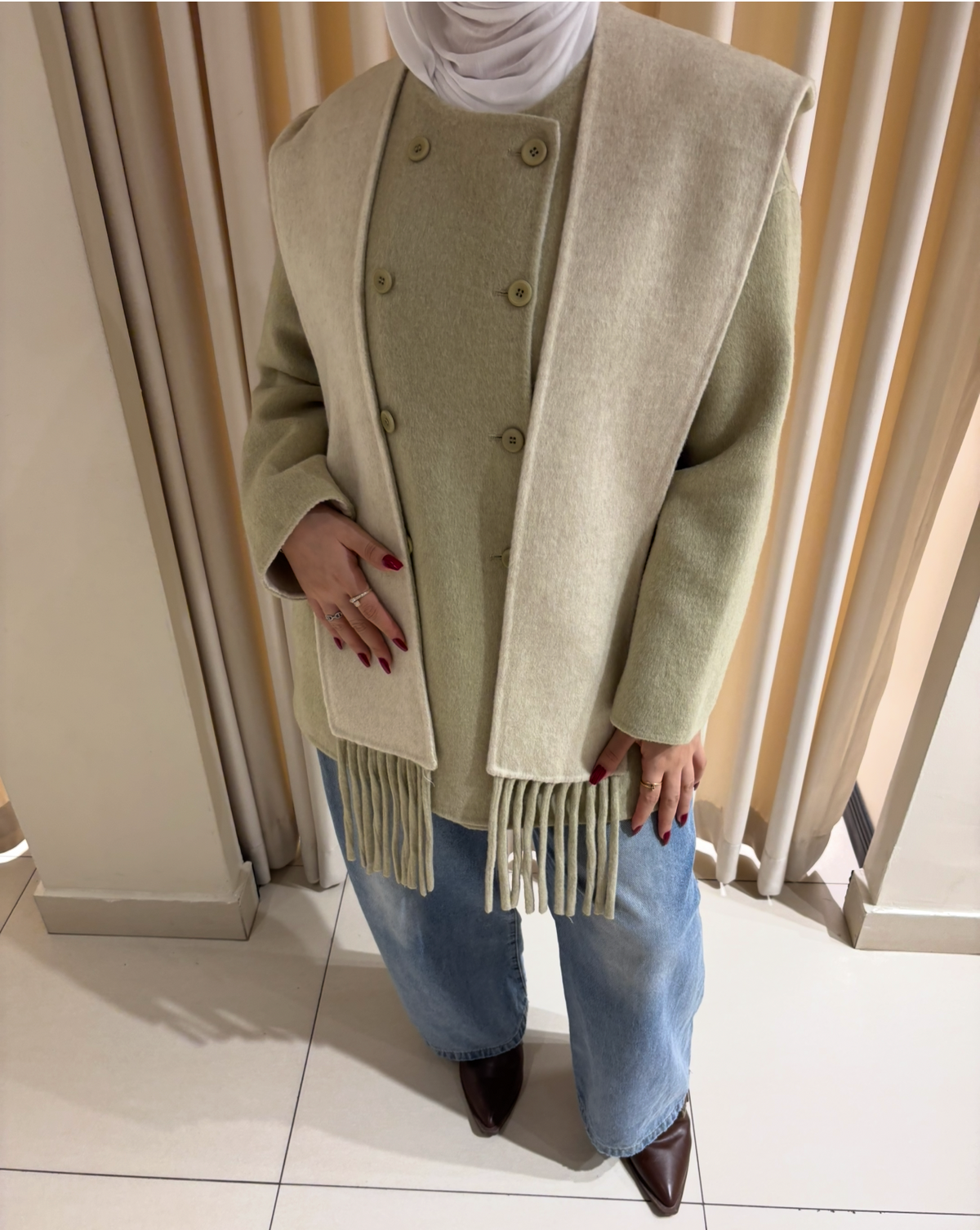 WINTER LIGHT MINT COAT+SCARF