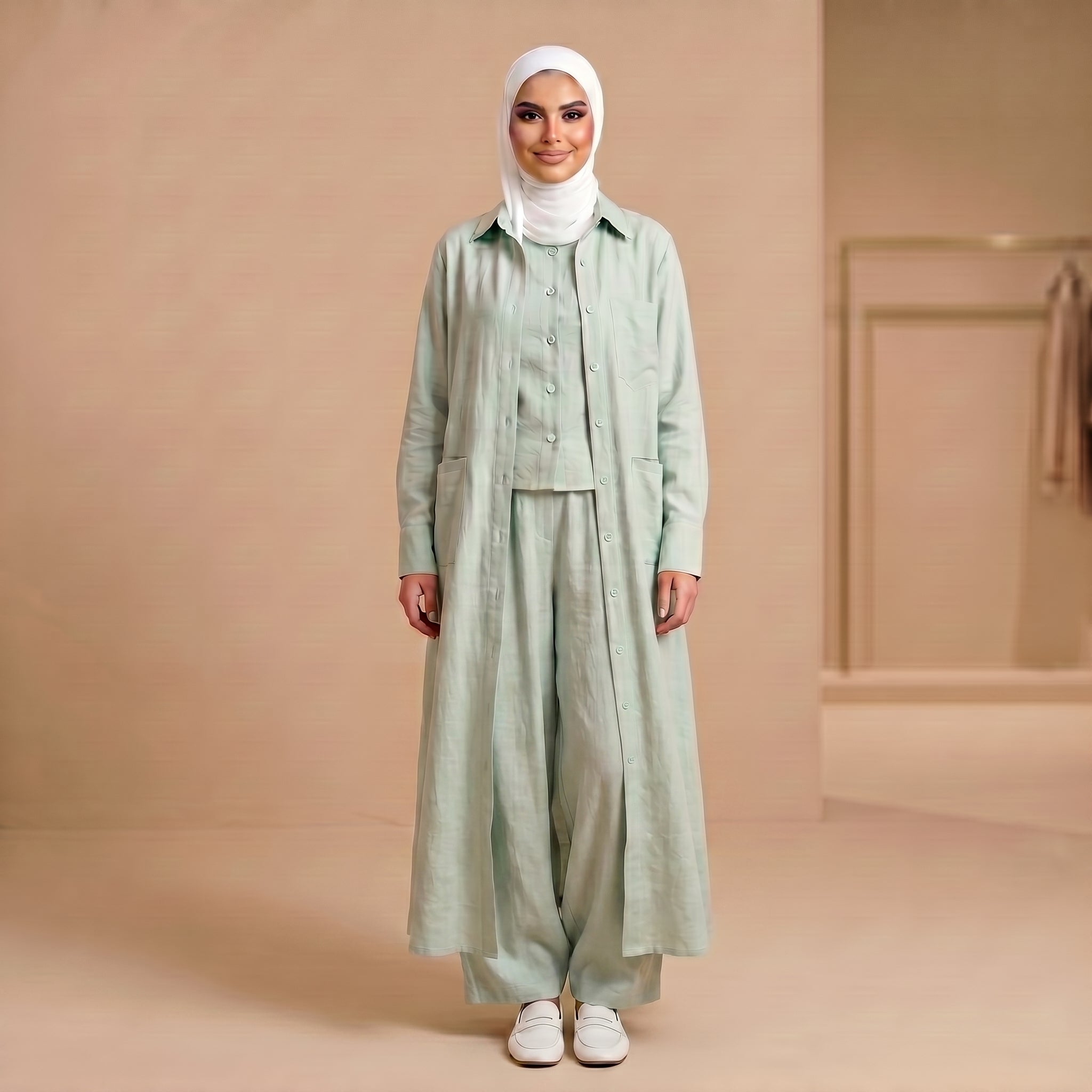 Mint Linen Three Piece Set
