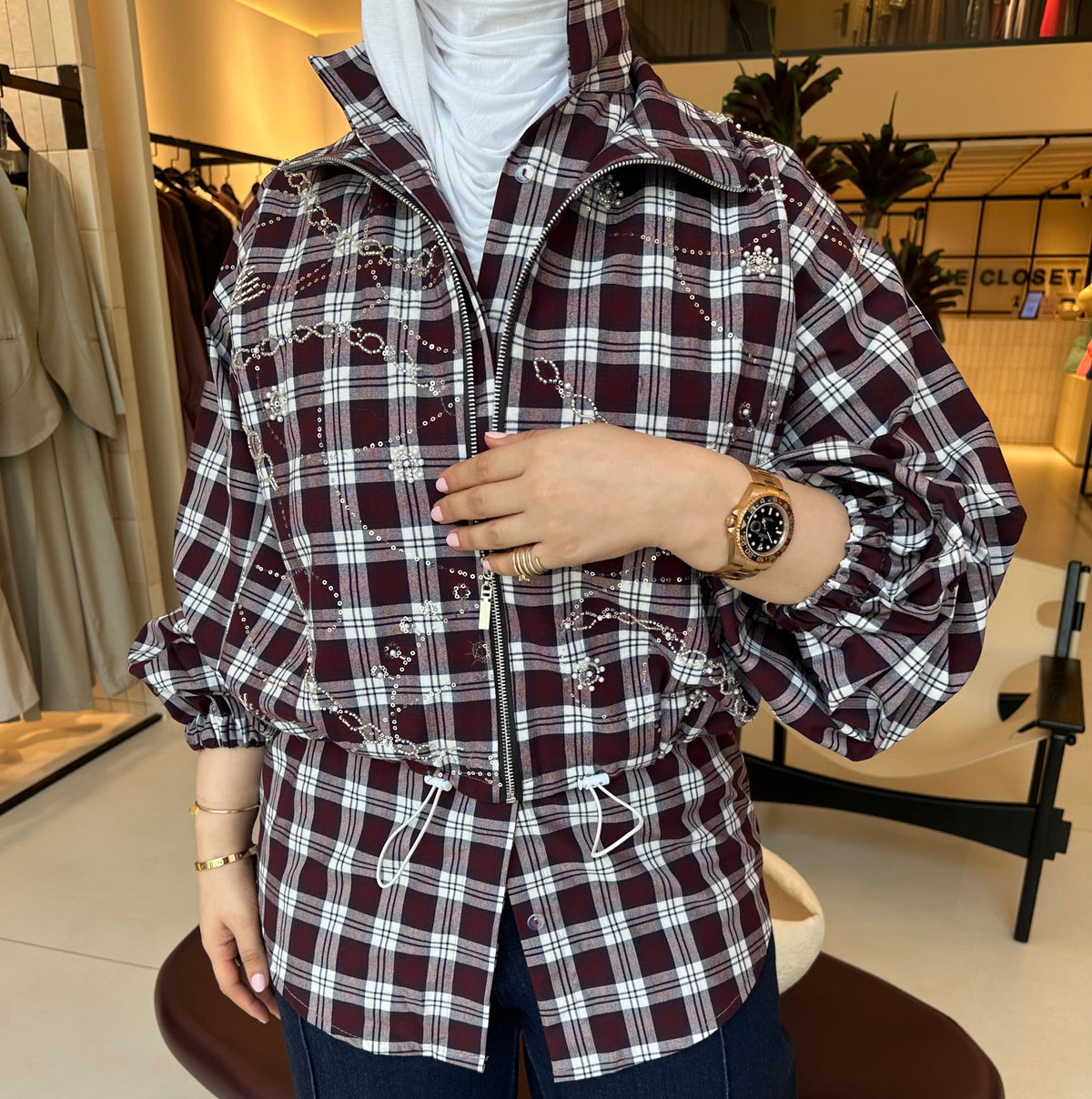 BURGUNDY PLAID TOP
