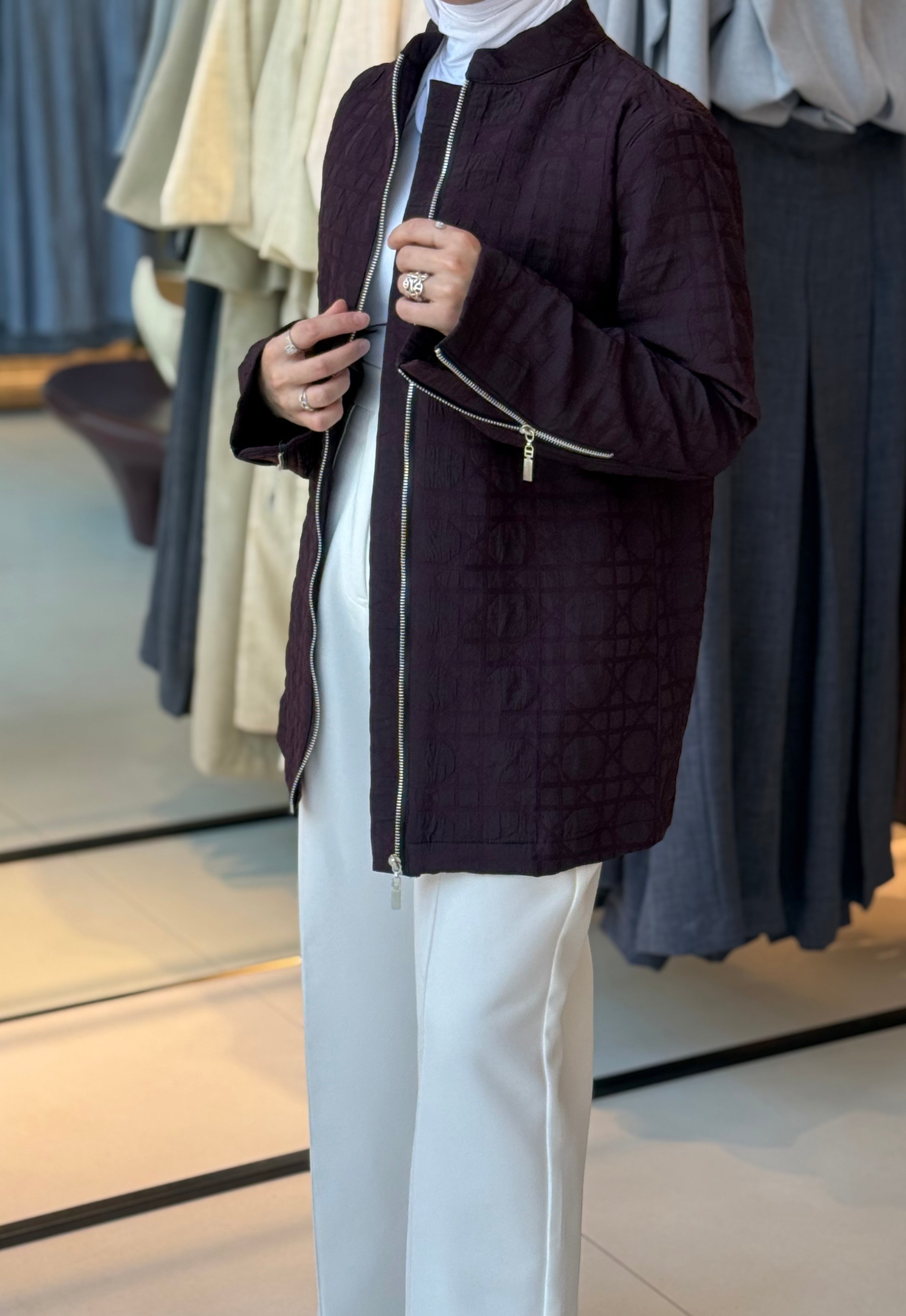 Burgundy Diore Zip-Up
