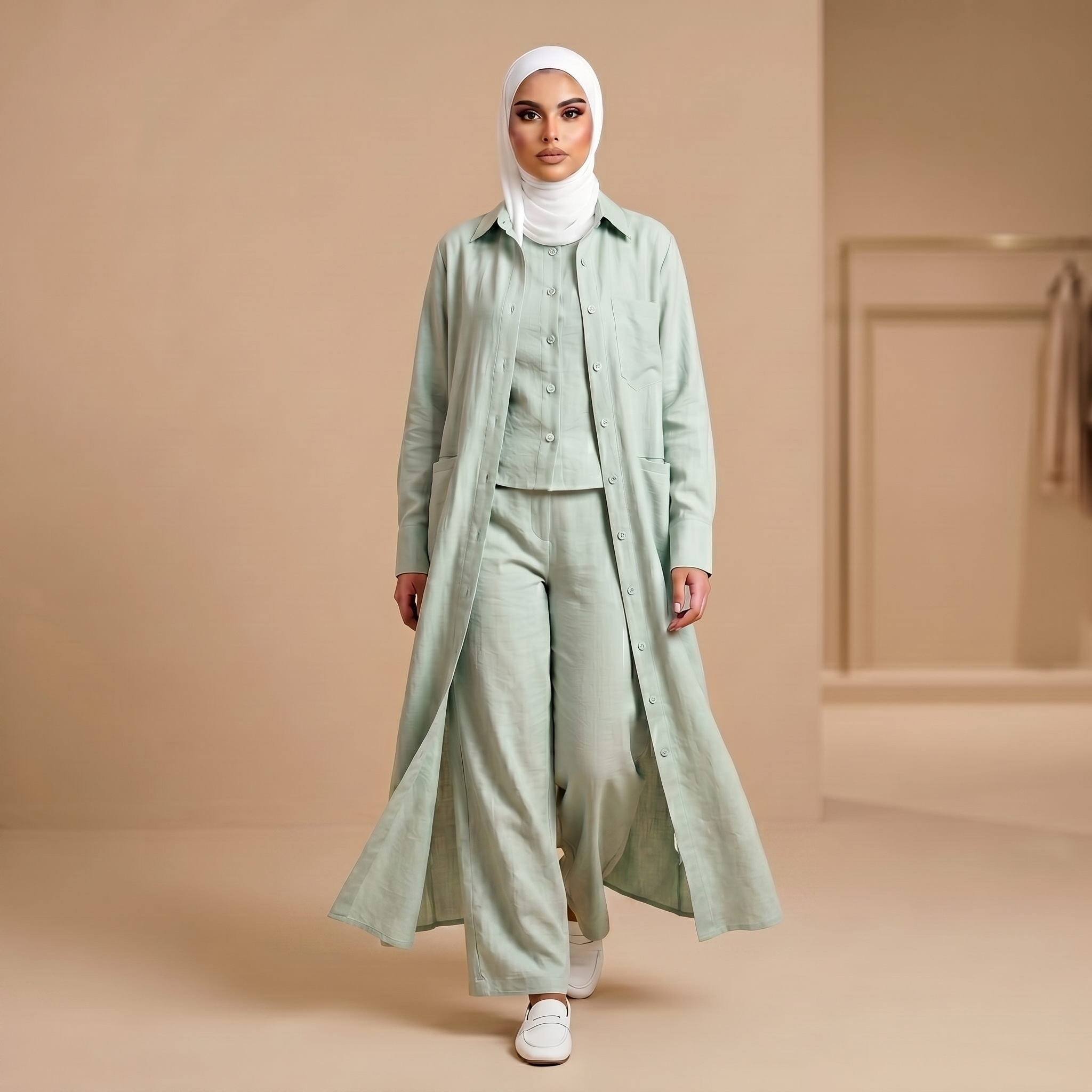 Mint Linen Three Piece Set