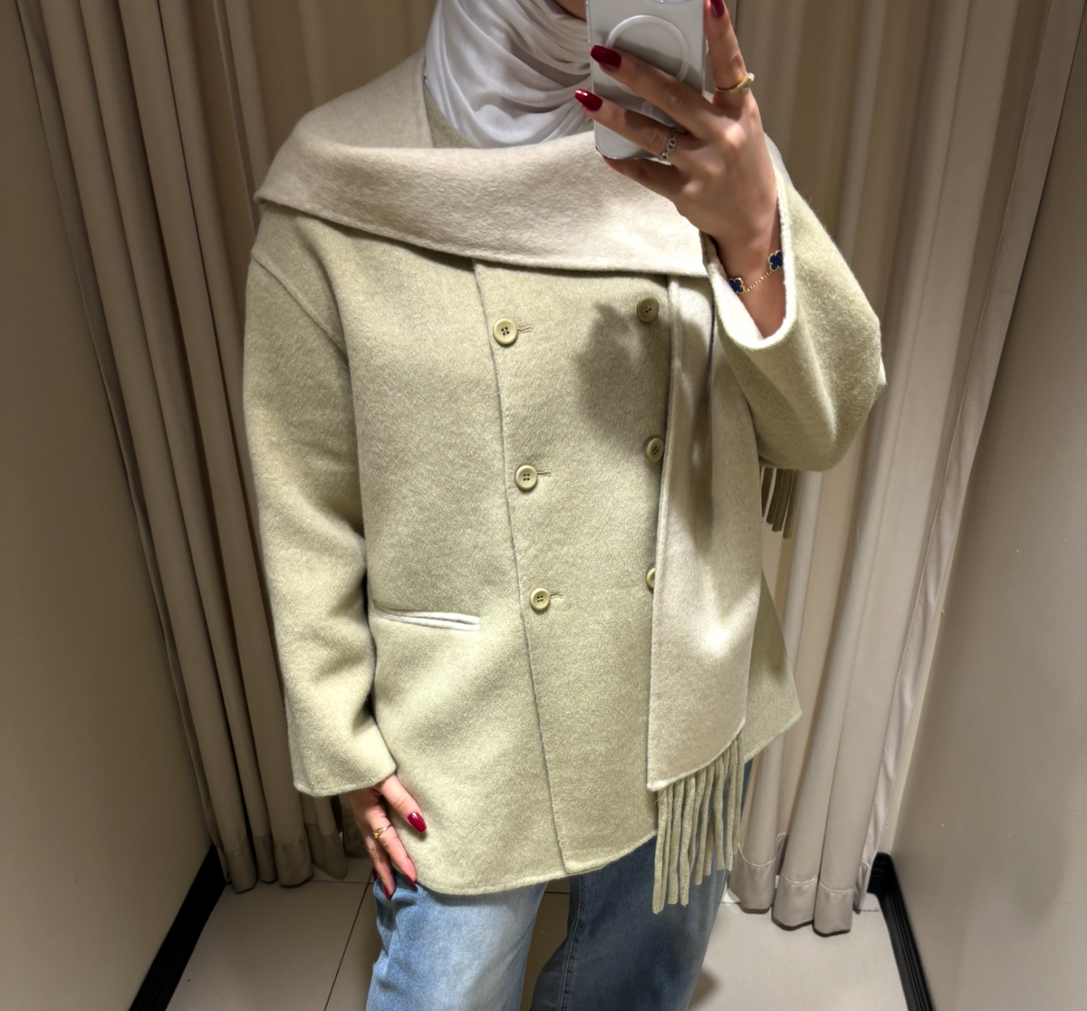 WINTER LIGHT MINT COAT+SCARF