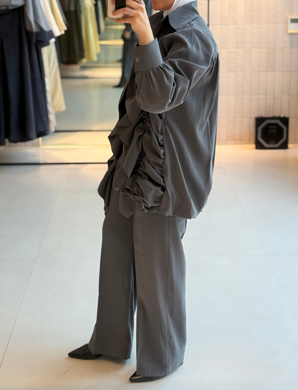 Charcoal Ruched Set