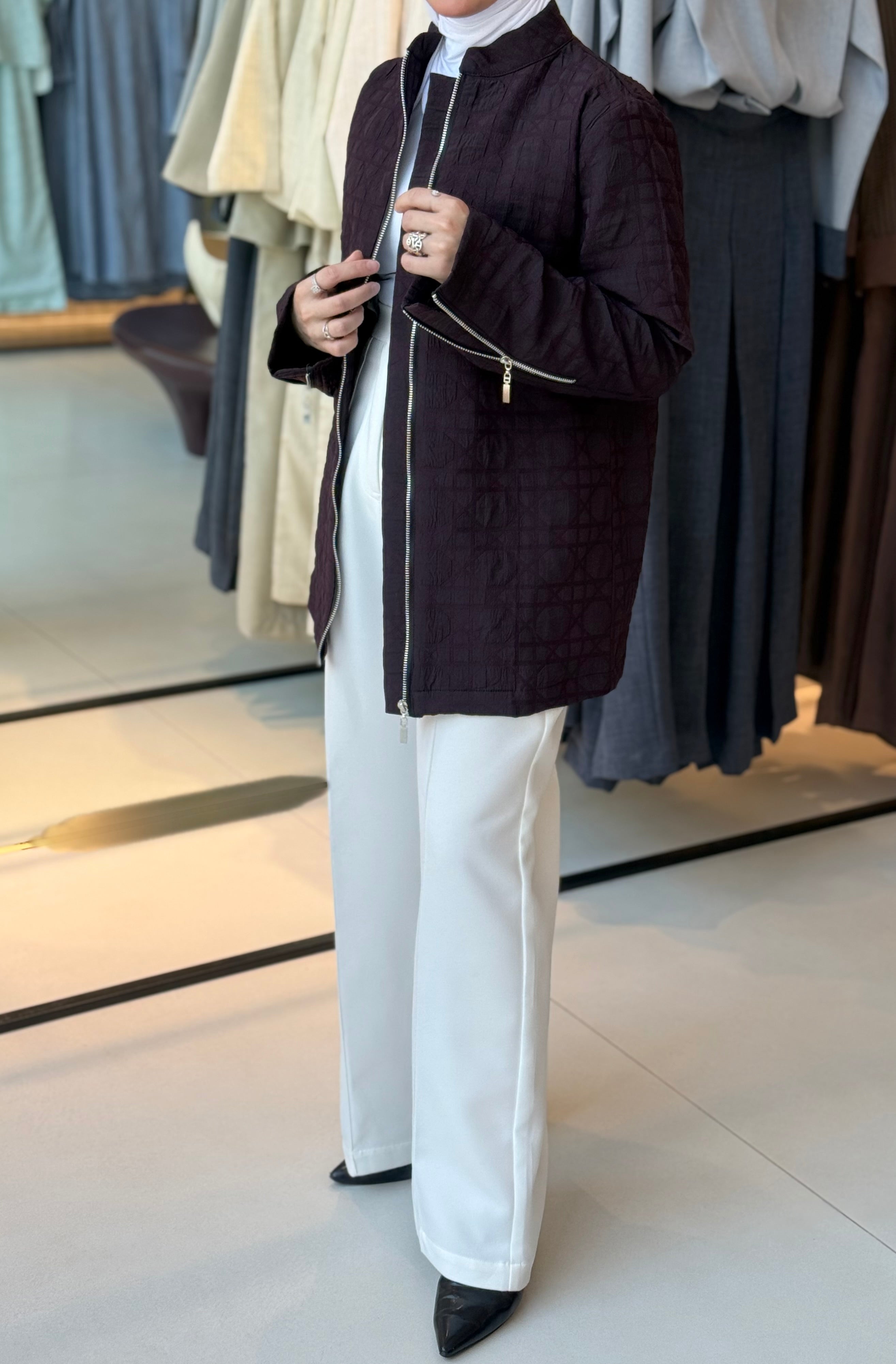 Burgundy Diore Zip-Up