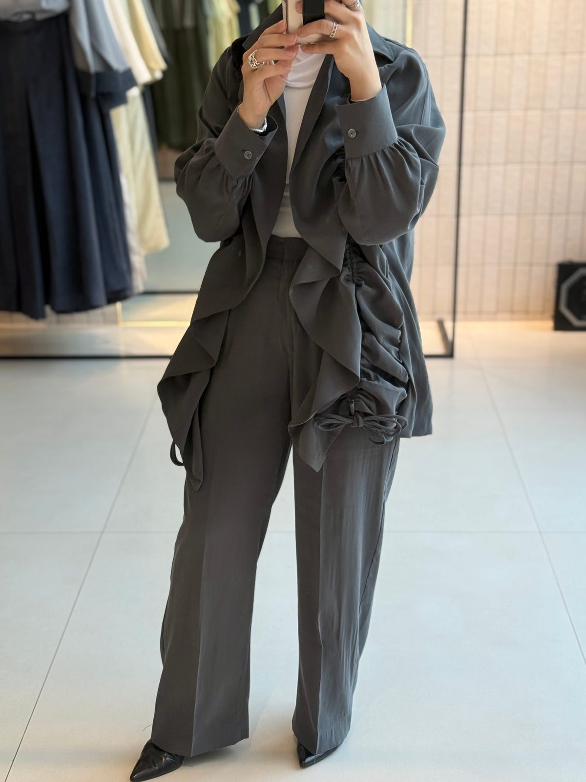Charcoal Ruched Set