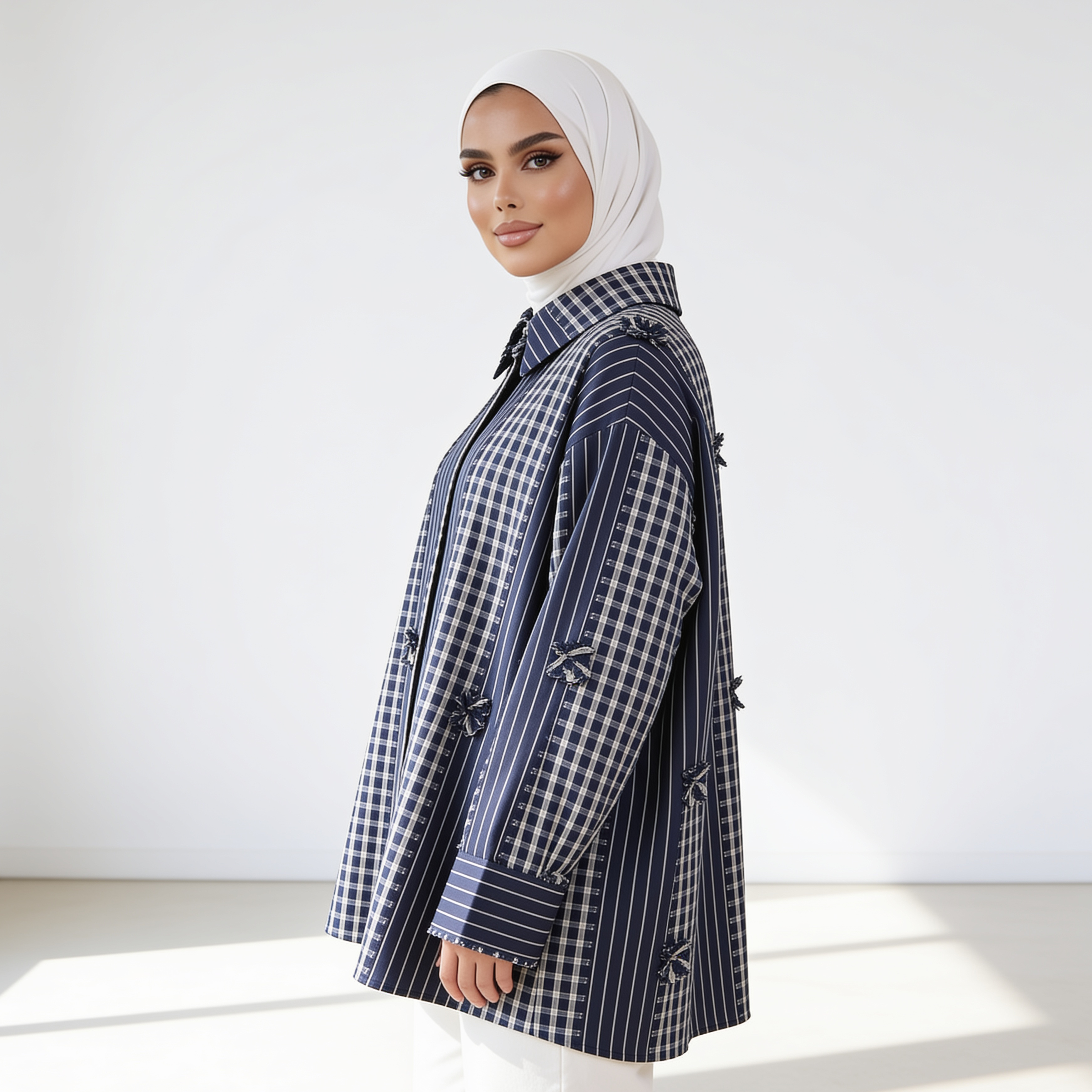 Navy Harmony Mixed-Pattern Shirt