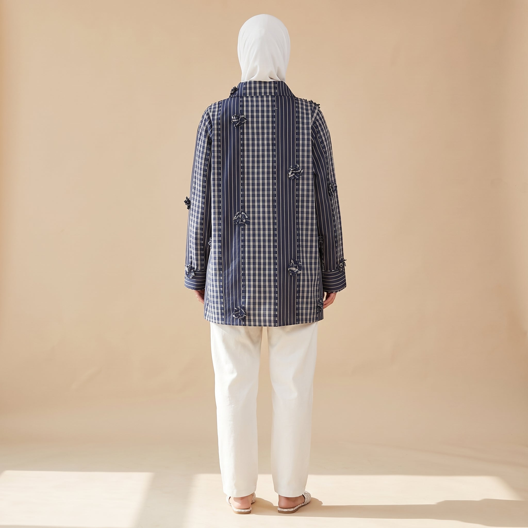 Navy Harmony Mixed-Pattern Shirt