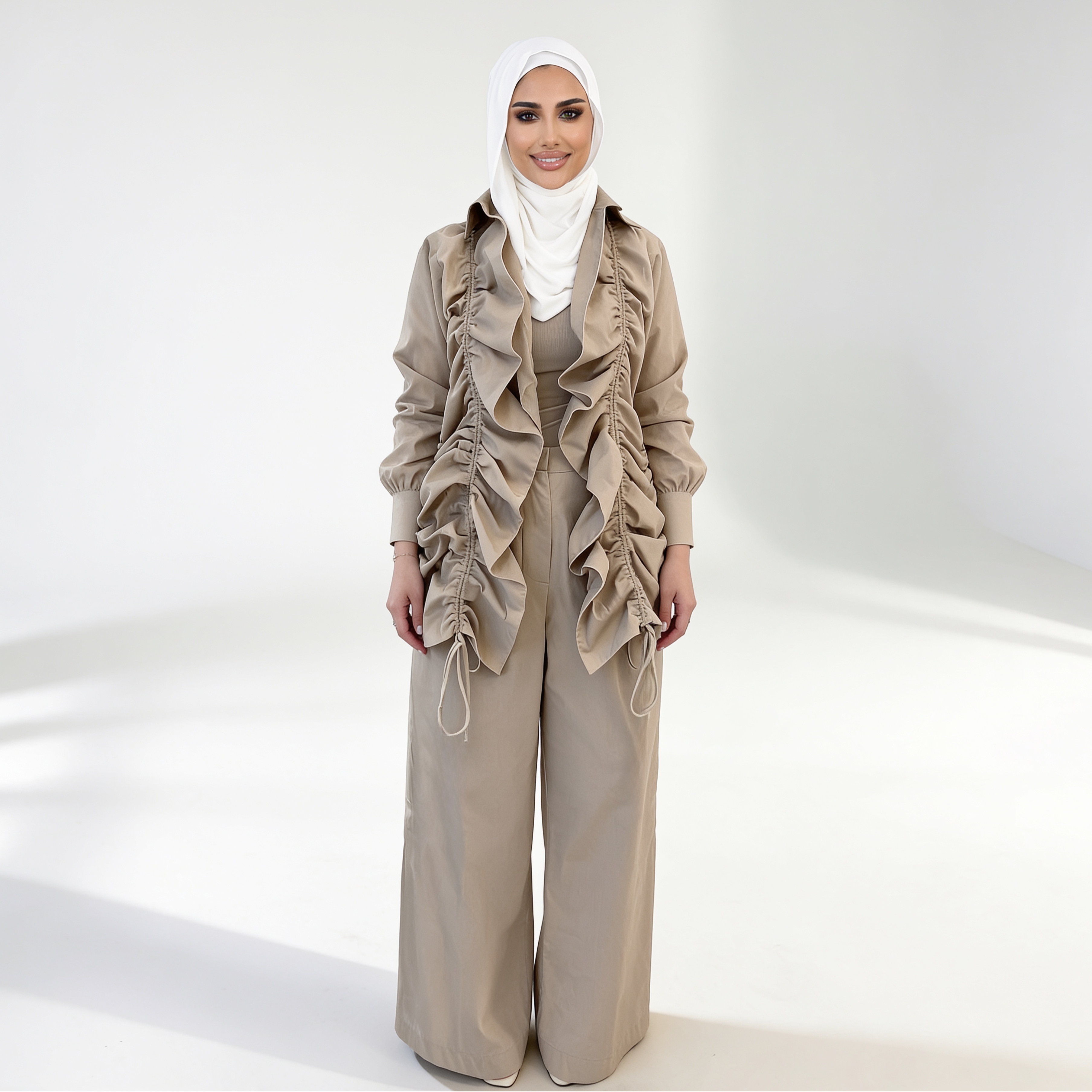 BEIGE RUSHED SET